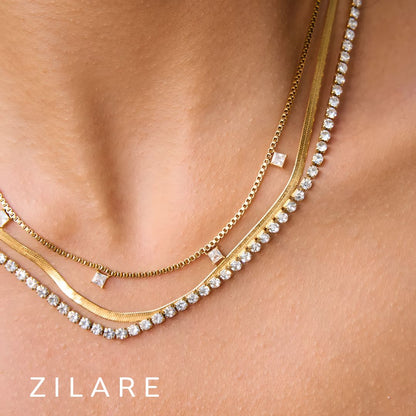 Collar triple baño de oro 18k con diseño luminoso Ailén