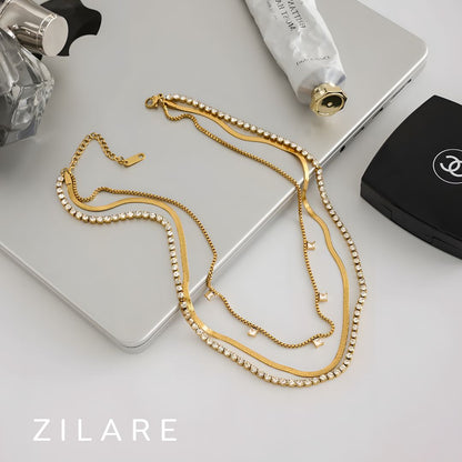 Collar triple baño de oro 18k con diseño luminoso Ailén