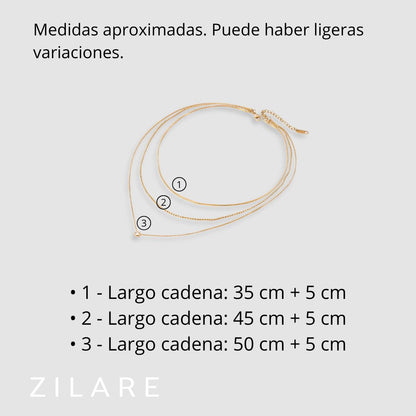 Collar delicado baño de oro 18k con tres cadenas Celina