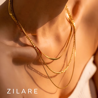 Collar delicado baño de oro 18k con tres cadenas Yaritza