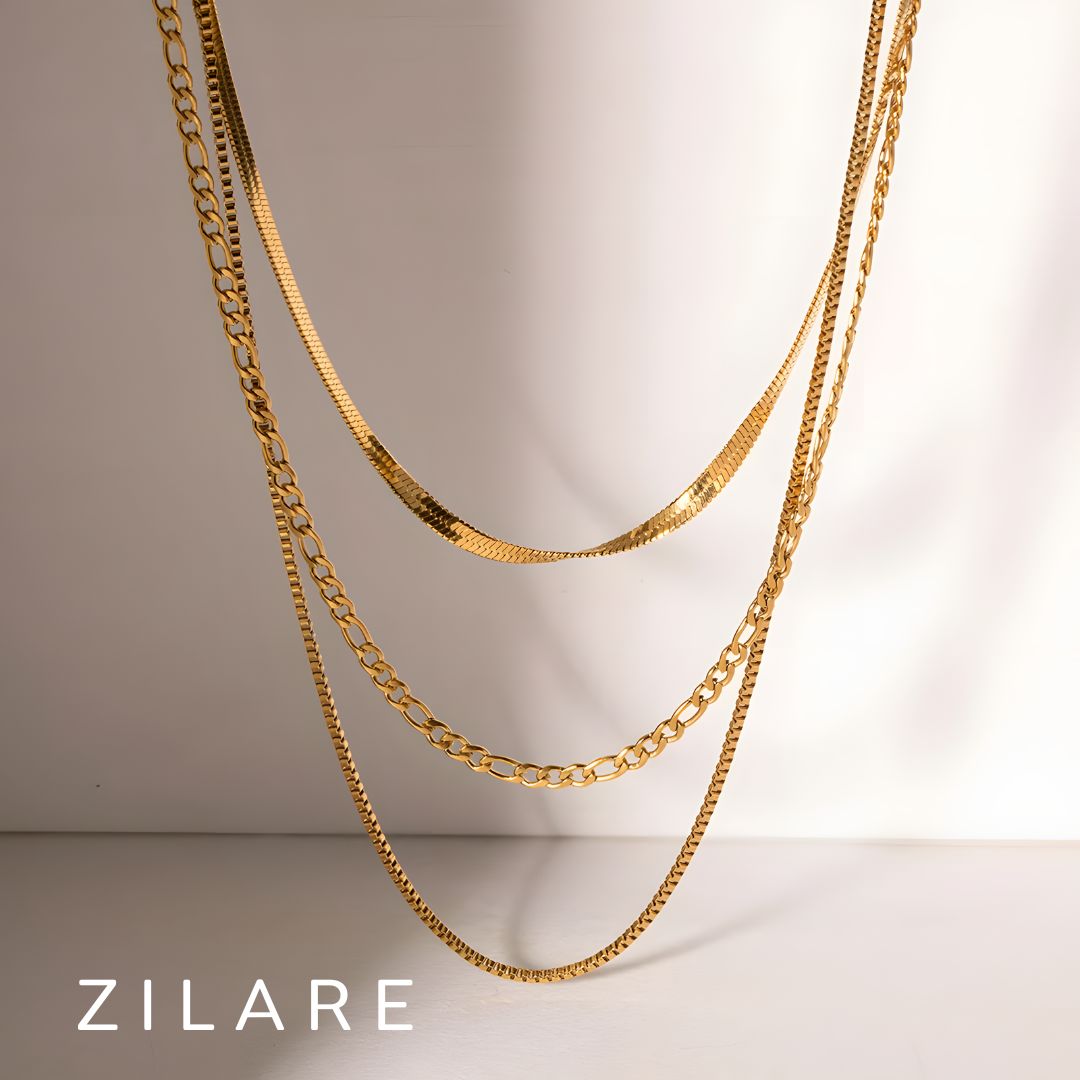 Collar delicado baño de oro 18k con tres cadenas Yaritza