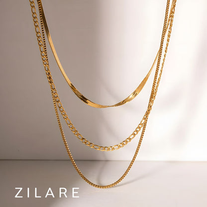 Collar delicado baño de oro 18k con tres cadenas Yaritza