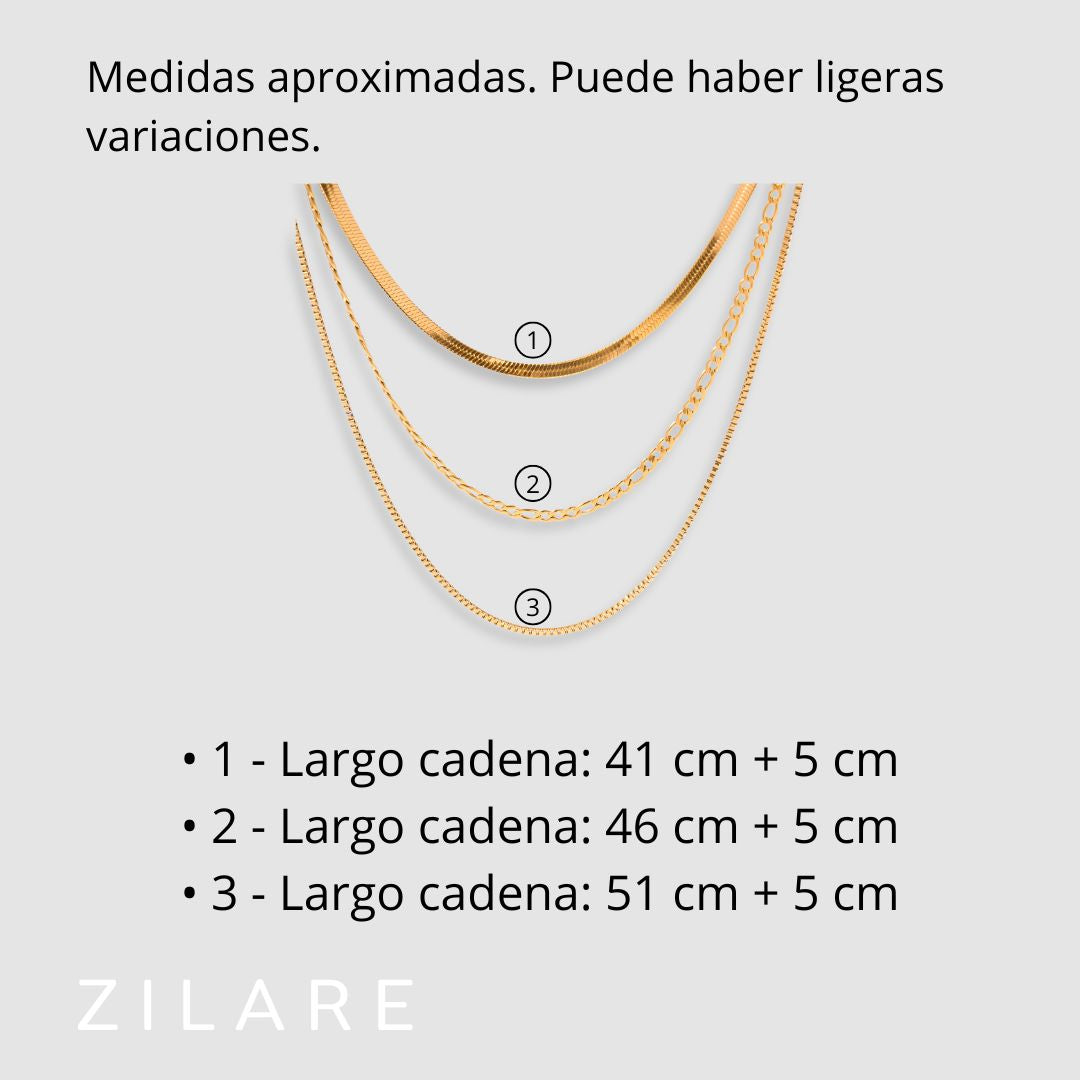 Collar delicado baño de oro 18k con tres cadenas Yaritza