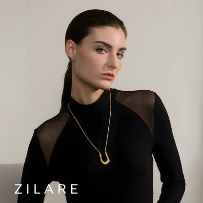 Collar Dorado de Una Sola Pieza con Diseño Escultural Isla