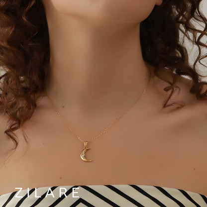 Collar de luna con brillantes bañado en oro 18k Catalina