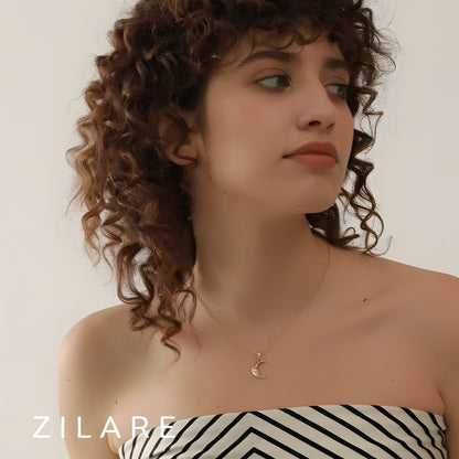 Collar de luna con brillantes bañado en oro 18k Catalina