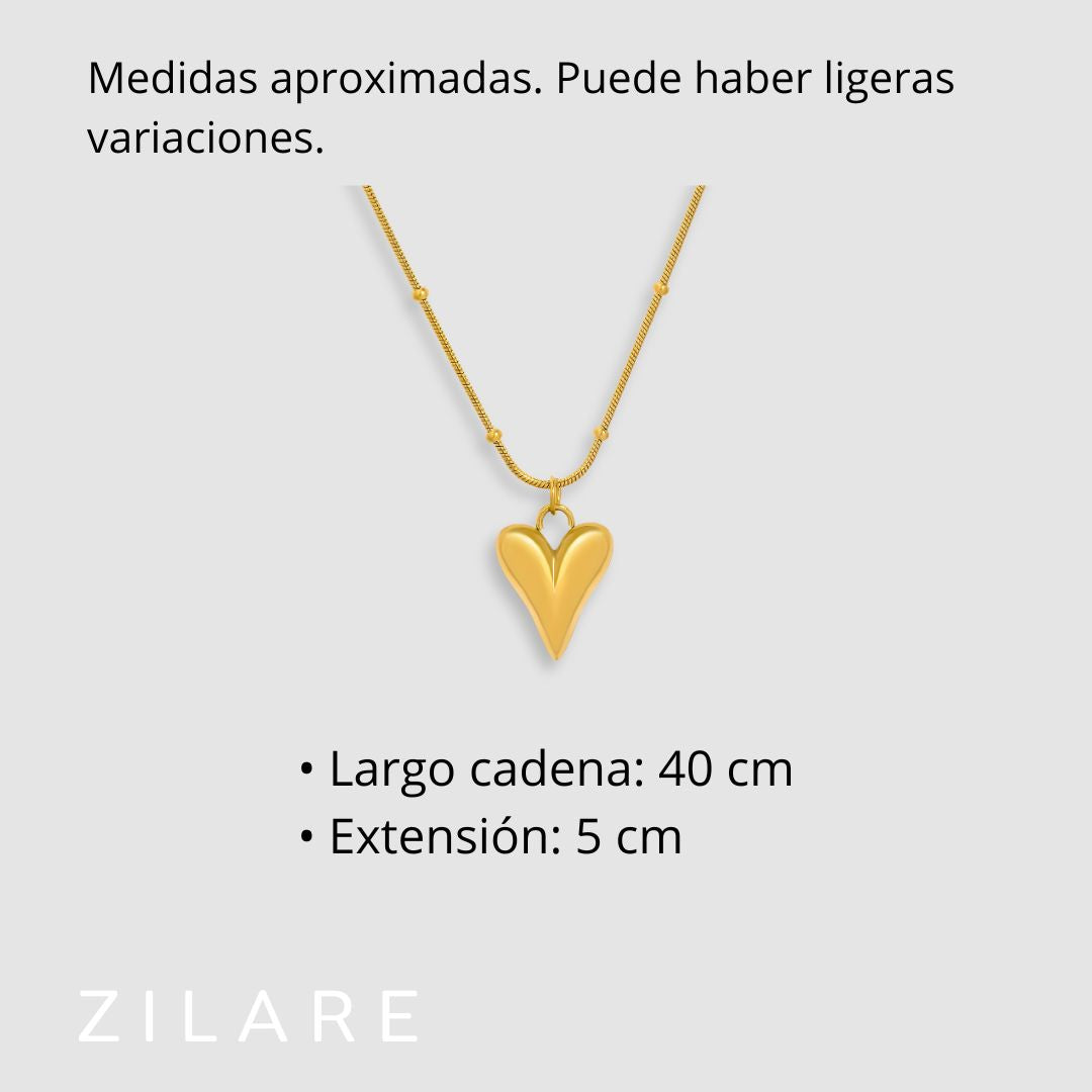 Collar elegante baño de oro 18k con dije de corazón Mirella