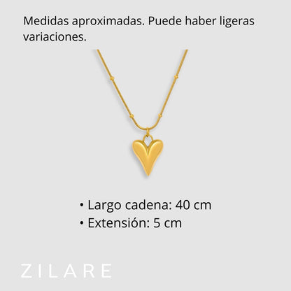 Collar elegante baño de oro 18k con dije de corazón Mirella
