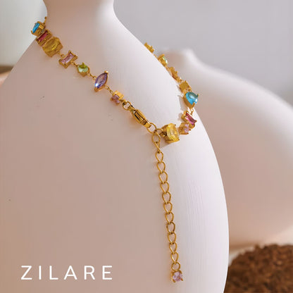 Pulsera bañada en oro 18k con piedras coloridas Aitana
