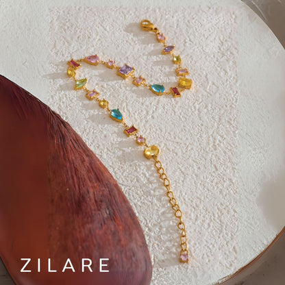 Pulsera bañada en oro 18k con piedras coloridas Aitana