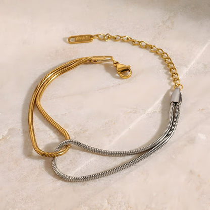 Pulsera elegante bicolor dorada y plateada bañada en oro 18k Nere
