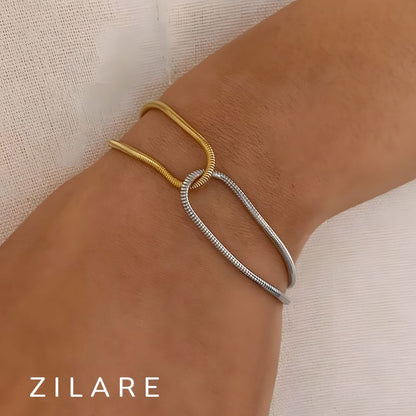 Pulsera elegante bicolor dorada y plateada bañada en oro 18k Nere