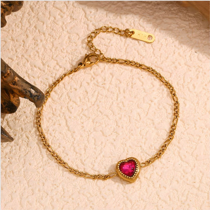 Pulsera dorada corazón elegante baño de oro 18k Guadalupe
