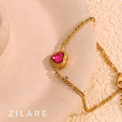 Pulsera dorada corazón elegante baño de oro 18k Guadalupe