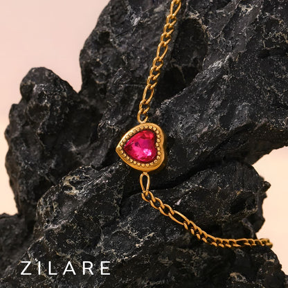 Pulsera dorada corazón elegante baño de oro 18k Guadalupe