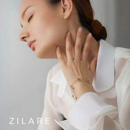 Pulsera elegante bañada en oro 18k con piedras de colores Ludmila