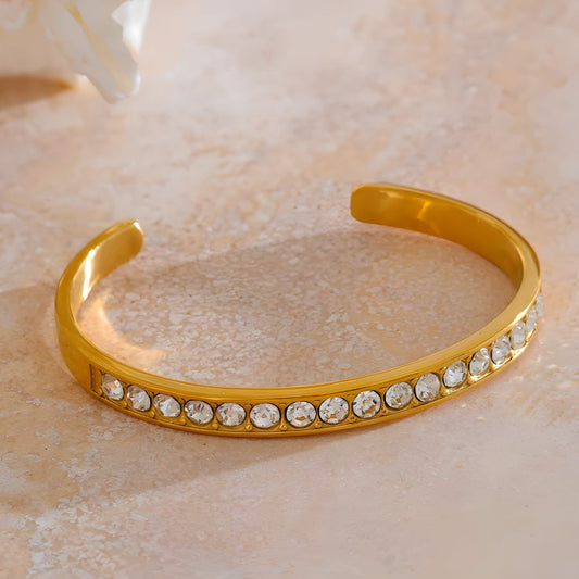 Pulsera dorada bañada en oro 18k con brillantes Dafne