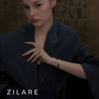 Pulsera dorada bañada en oro 18k con brillantes Dafne