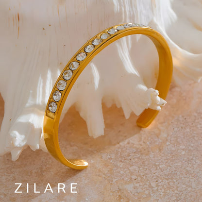 Pulsera dorada bañada en oro 18k con brillantes Dafne