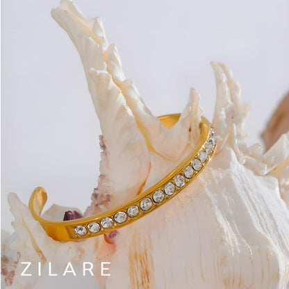 Pulsera dorada bañada en oro 18k con brillantes Dafne