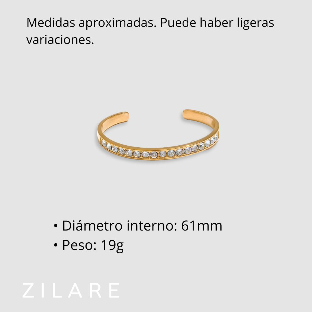 Pulsera dorada bañada en oro 18k con brillantes Dafne