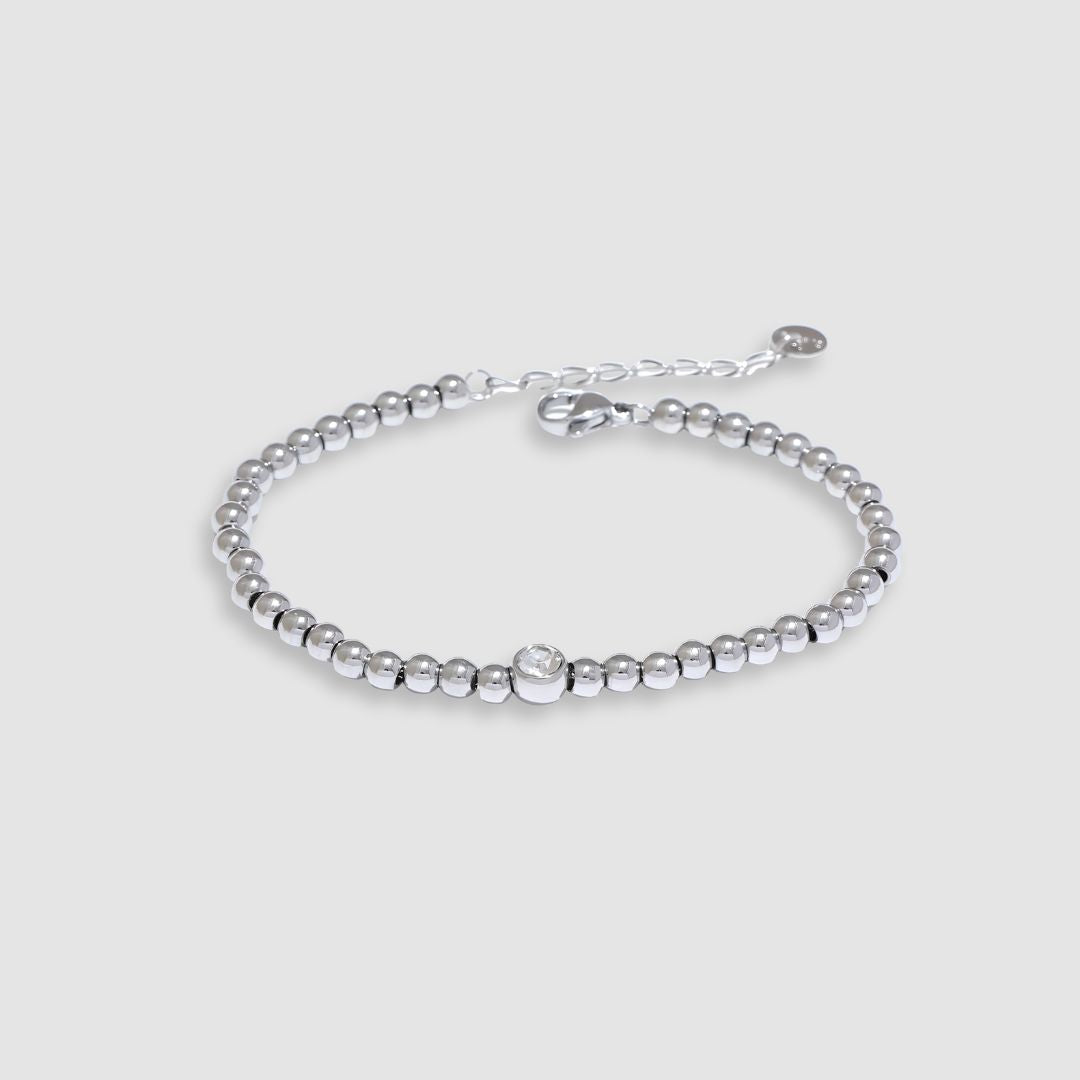 Pulsera bañada en oro 18k con cuentas y brillante Jimena