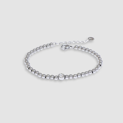 Pulsera bañada en oro 18k con cuentas y brillante Jimena