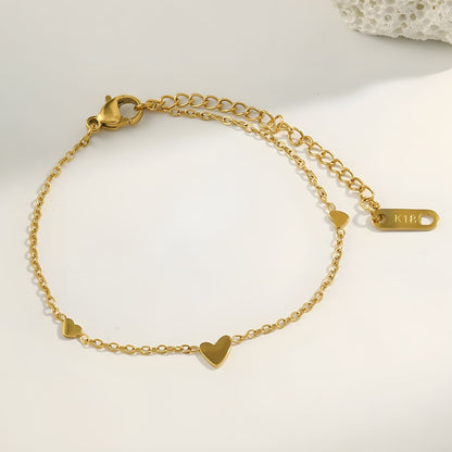 Pulsera dorada con corazones bañada en oro 18k Maricela