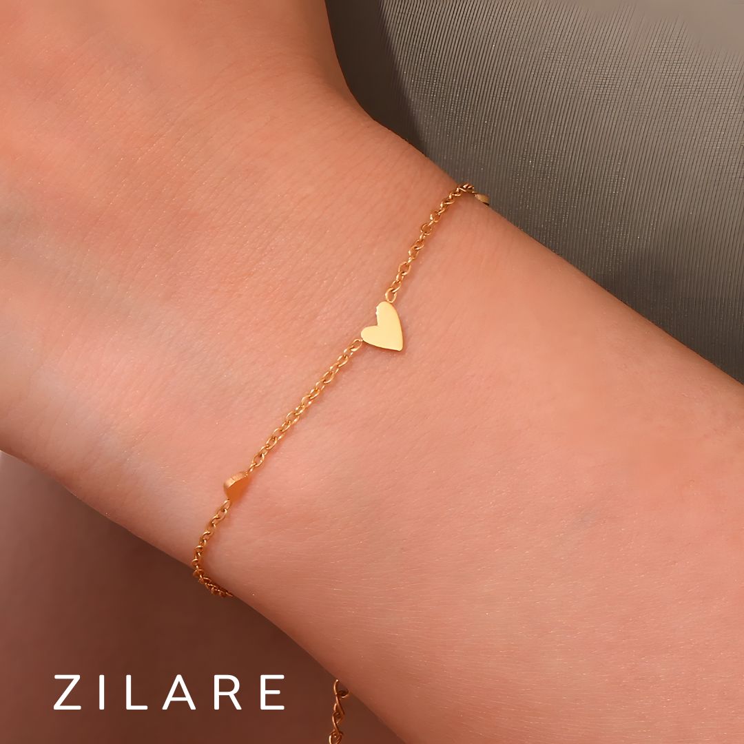 Pulsera dorada con corazones bañada en oro 18k Maricela
