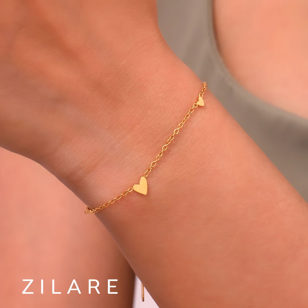 Pulsera dorada con corazones bañada en oro 18k Maricela
