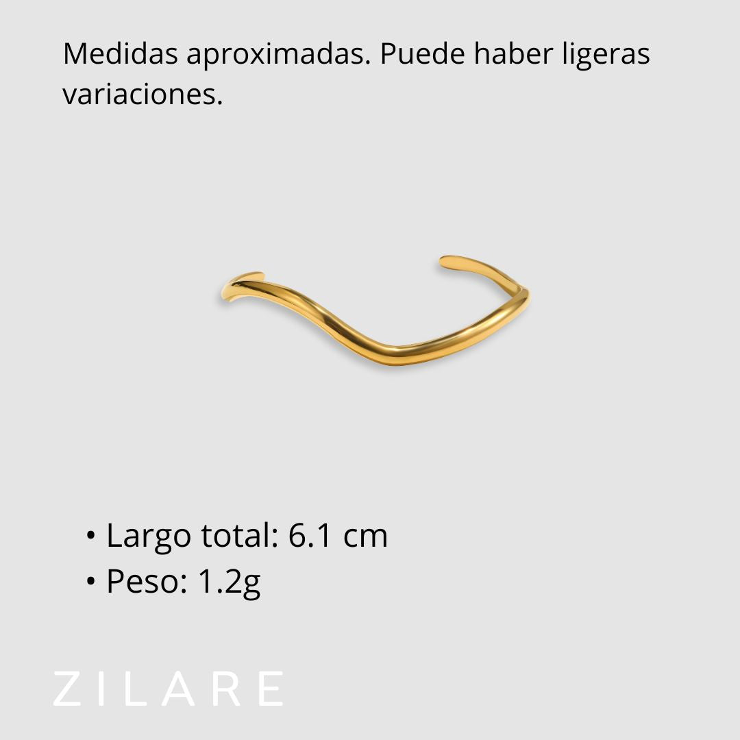 Pulsera dorada diseño curvado con baño de oro 18k Dalina