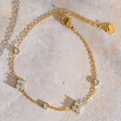 Pulsera dorada con circonias bañada en oro 18k Mirta