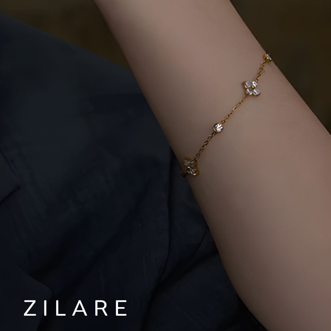 Pulsera dorada con circonias bañada en oro 18k Mirta