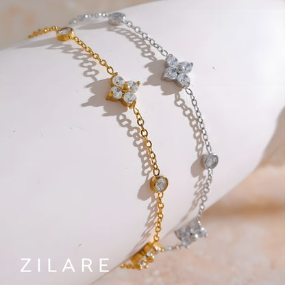 Pulsera dorada con circonias bañada en oro 18k Mirta