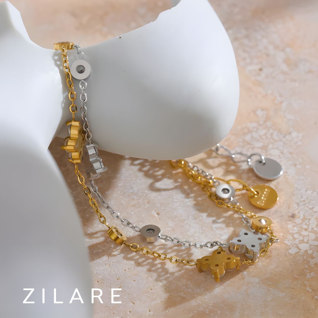 Pulsera dorada con circonias bañada en oro 18k Mirta