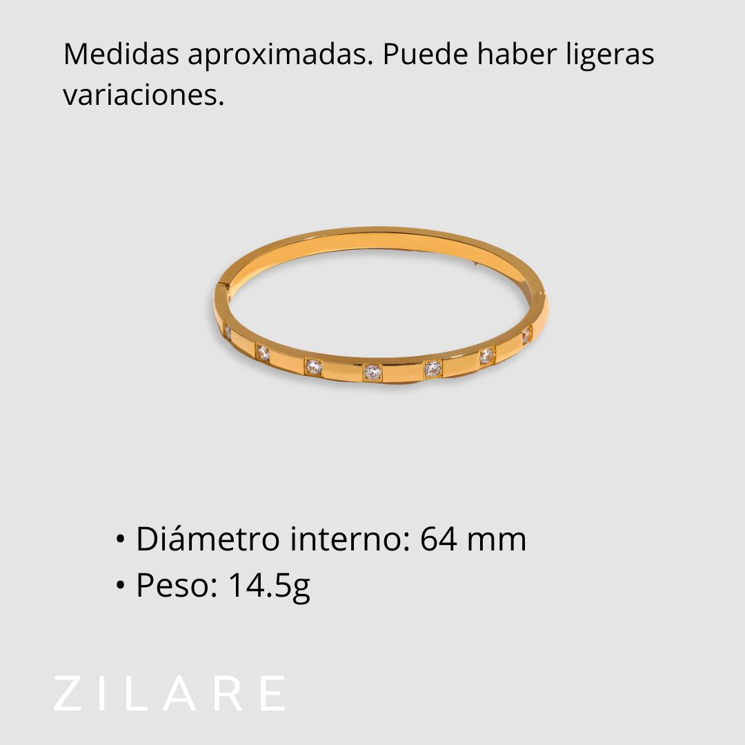 Pulsera dorada con brillos elegantes bañada en oro 18k Nilza