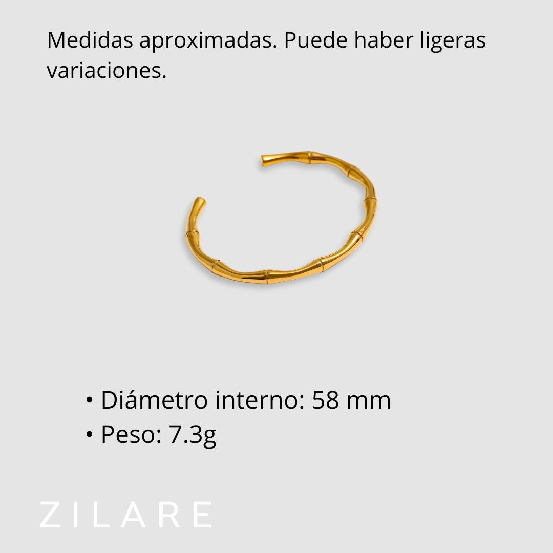 Pulsera dorada elegante tipo bambú bañada en oro 18k Samara