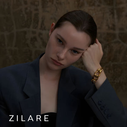 Pulsera dorada con eslabón moderno bañada en oro 18k Pilar