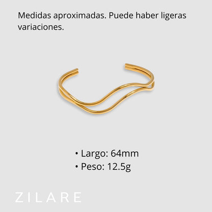 Pulsera dorada líneas dobles curvas bañada en oro 18k Diana