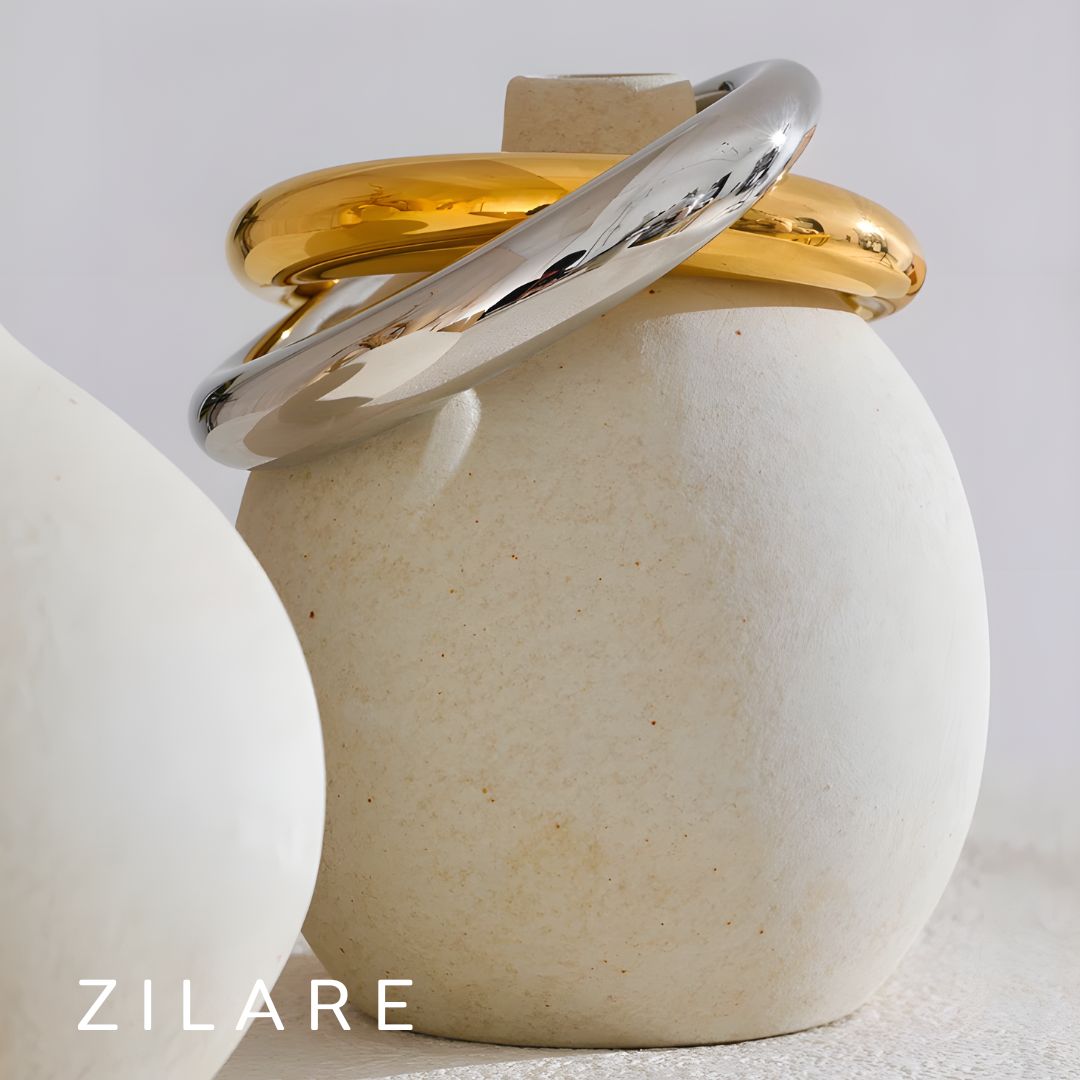 Pulsera Dorada Lisa Elegante Bañada en Oro 18k Renata