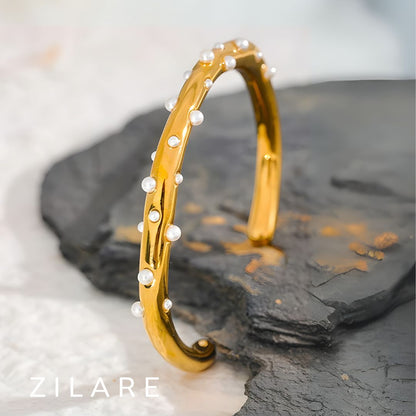 Pulsera dorada piedras en relieve bañada en oro 18k Estela