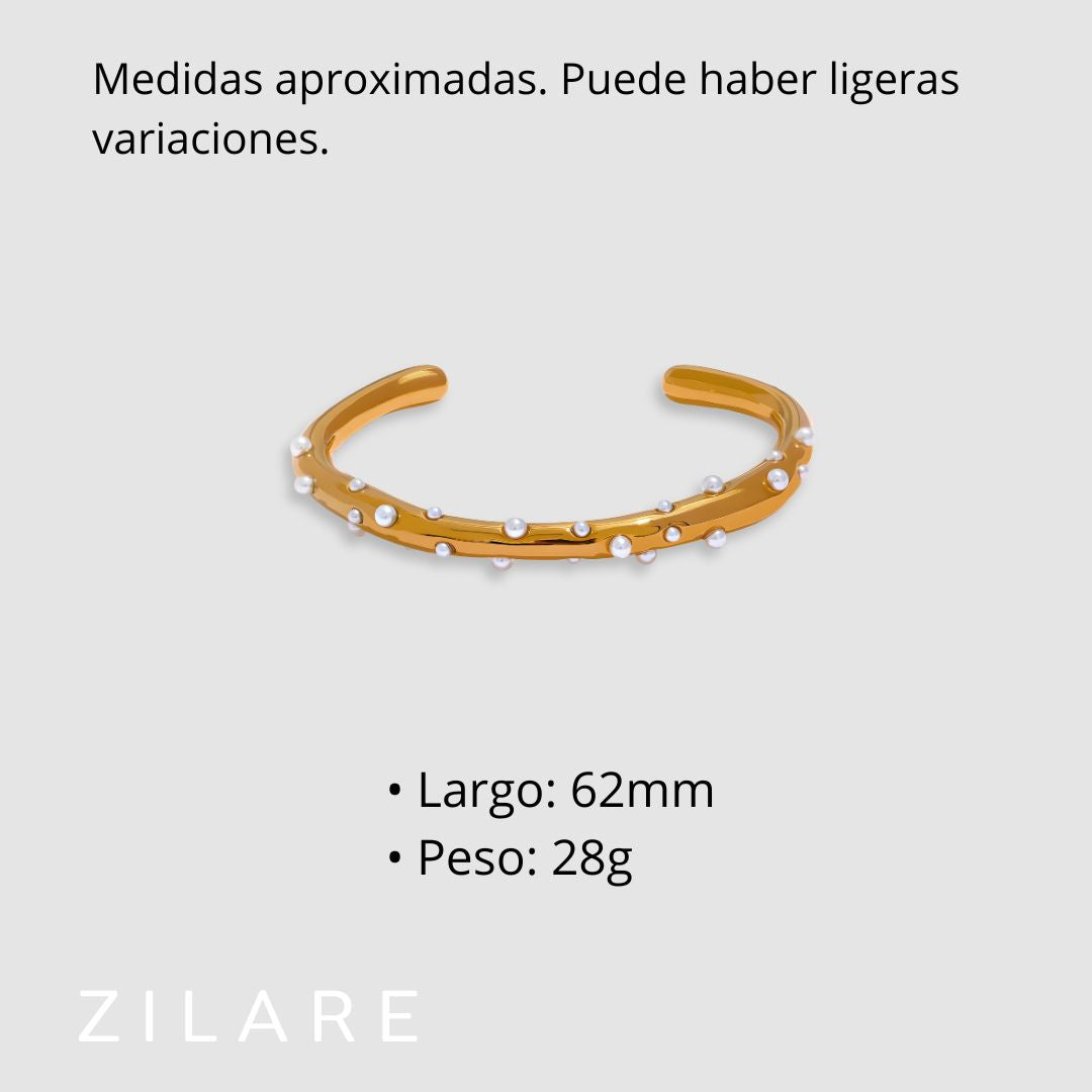 Pulsera dorada piedras en relieve bañada en oro 18k Estela