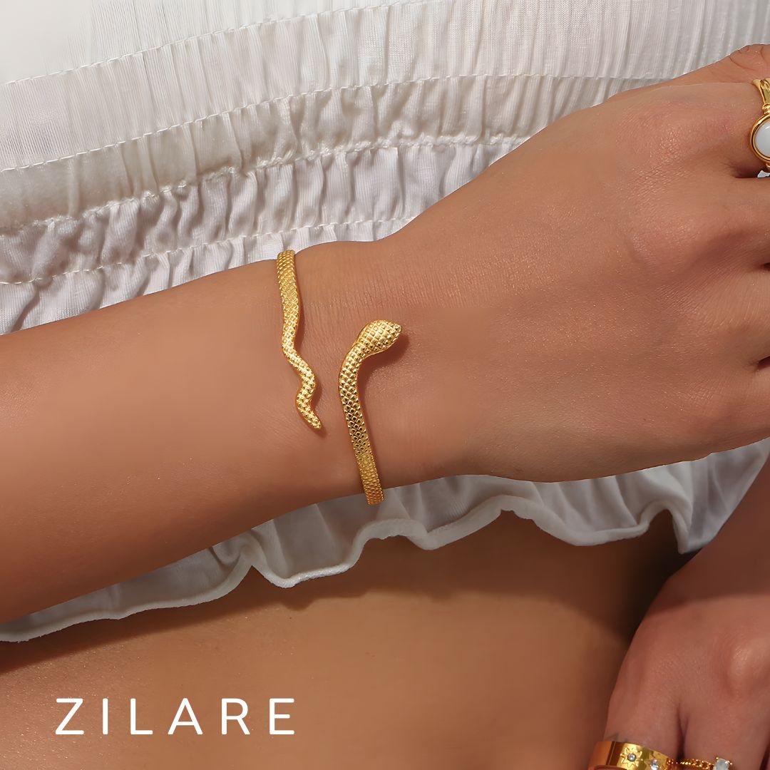 Pulsera serpiente dorada elegante baño de oro 18k Maricel
