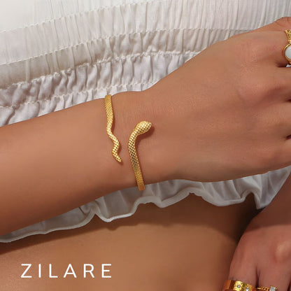 Pulsera serpiente dorada elegante baño de oro 18k Maricel