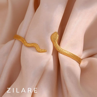 Pulsera serpiente dorada elegante baño de oro 18k Maricel