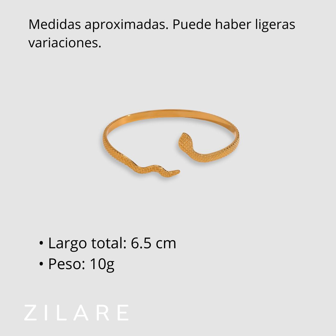 Pulsera serpiente dorada elegante baño de oro 18k Maricel