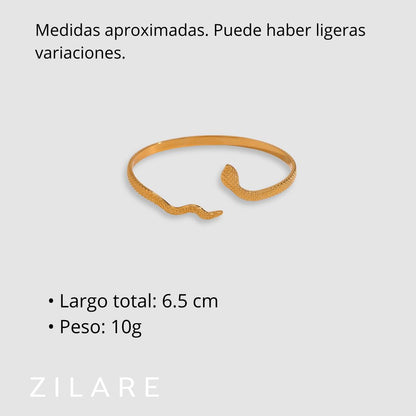 Pulsera serpiente dorada elegante baño de oro 18k Maricel