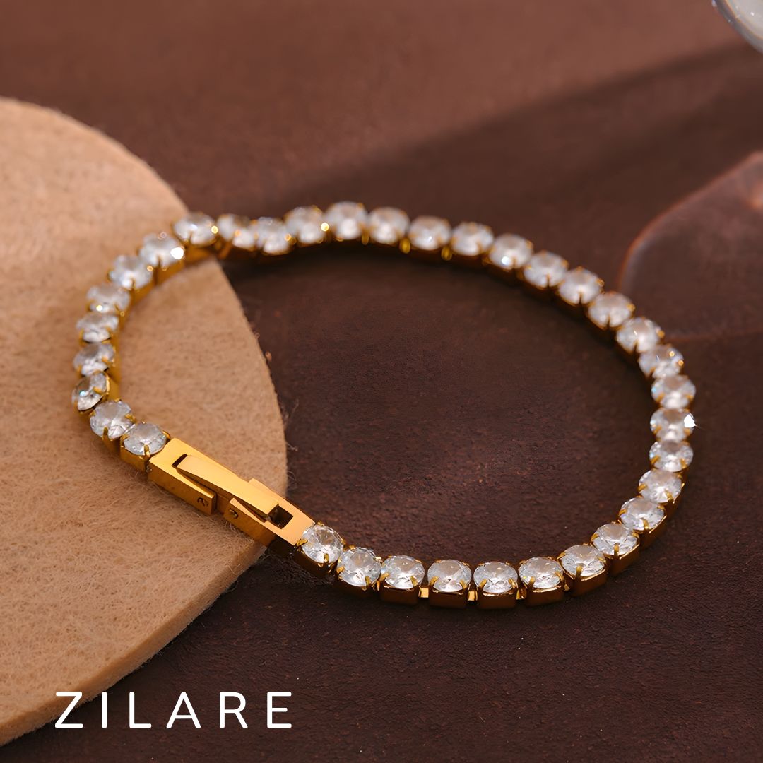 Pulsera elegante con circonias, bañada en oro 18k Zaira