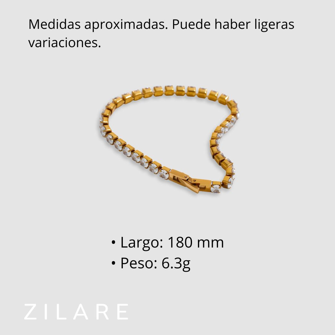 Pulsera elegante con circonias, bañada en oro 18k Zaira